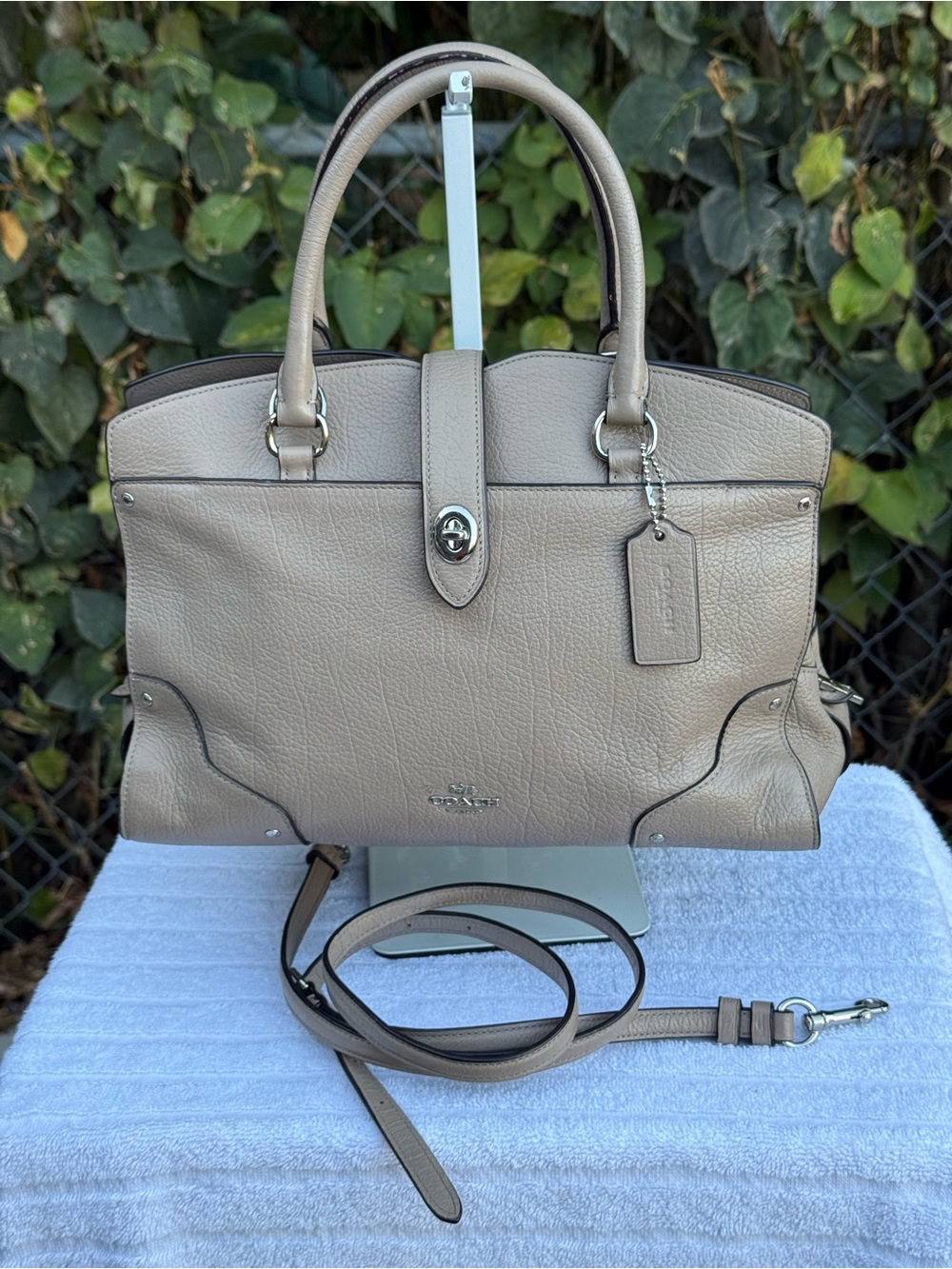 Coach Mercer 30 Pebbled Leather Satchel